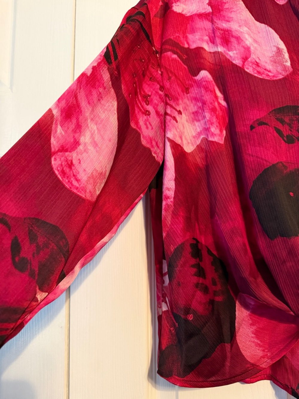 Worthington Fuchsia and Black Floral Button-Down Blouse - Picture 4 of 5